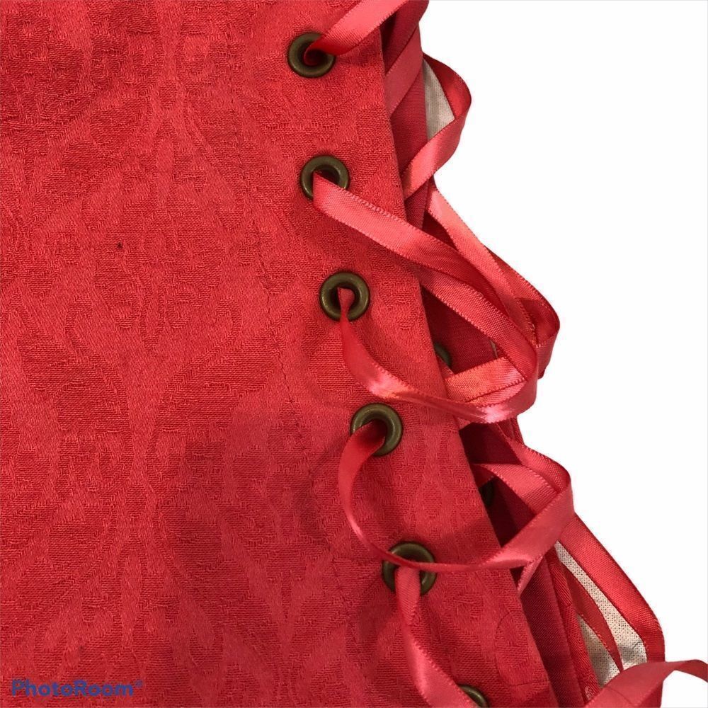 Design Aragon Jacquard Coral Lace Up Blouse Small - Picture 5 of 12
